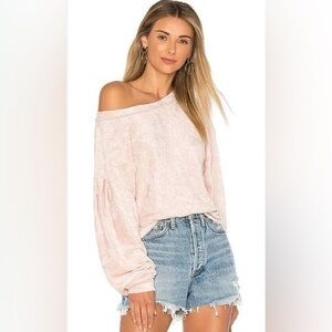 Free People Milan Crushed Velvet Long Sleeve Pullover Top - Small